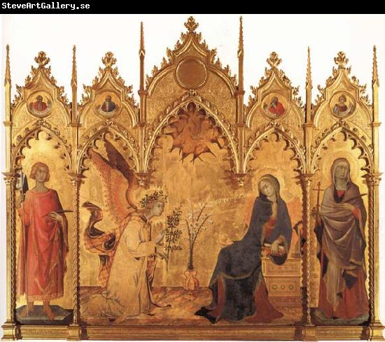 Simone Martini The Annunciation with SS.Ansanus and Margaret and Four Prophets